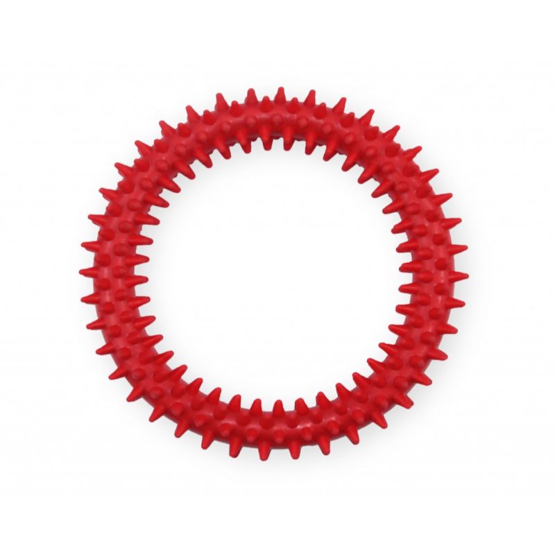 PET NOVA DENTAL raudonas spygliuotas žiedas 12.5cm